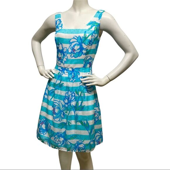 LILLY PULITZER Posey Blue Fit & Flare Dress 8 $228 - Picture 12 of 16